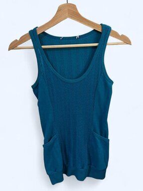 Teal blue tank top with pockets #summer no size tag looks like XS